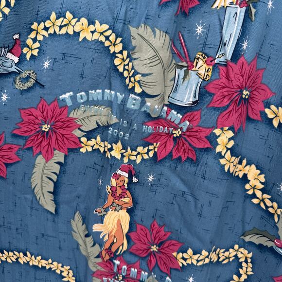 Tommy Bahama Silk Shirt Mens Medium Holiday Christmas Aloha Santa 2002 Vintage - Picture 8 of 9